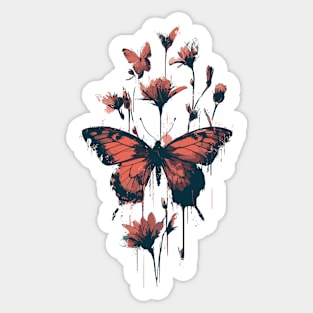 Butterfly metamorphosis into flower Sticker